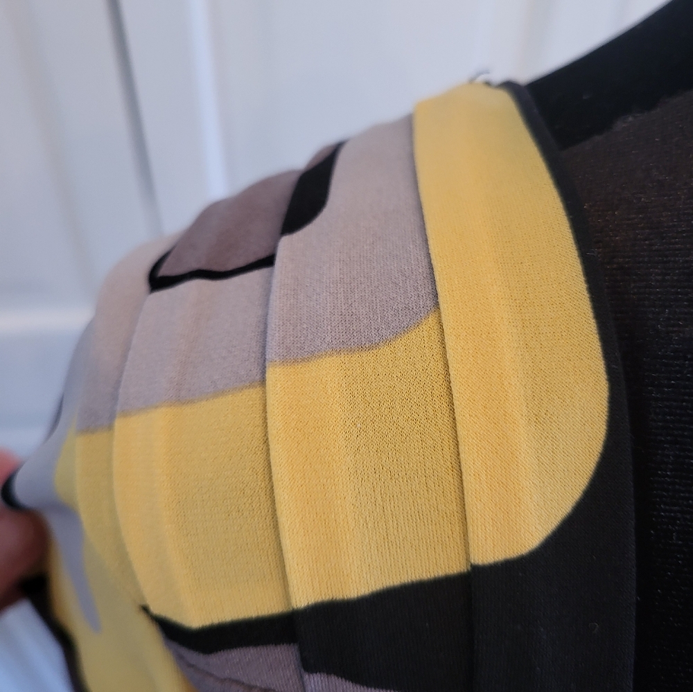 Vintage, y2k,Geometric Yellow and Gray Babydoll Silver Buckle XL Retro Twee - Picture 4 of 9